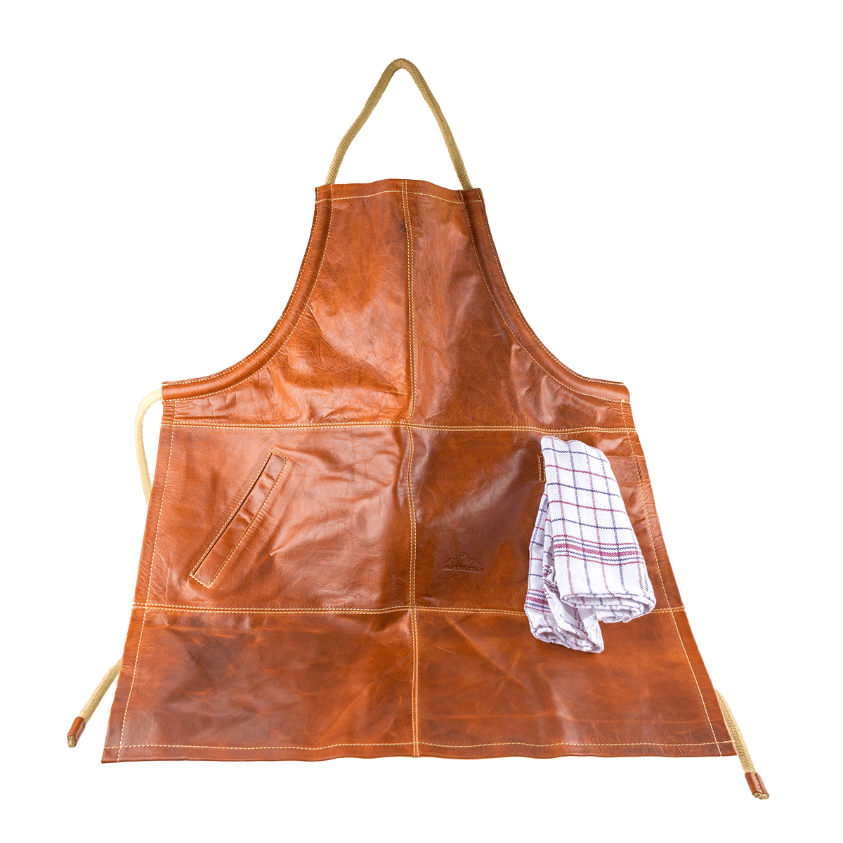 Grillschürze Büffelleder FUNKENFEUER, Farbe cognac