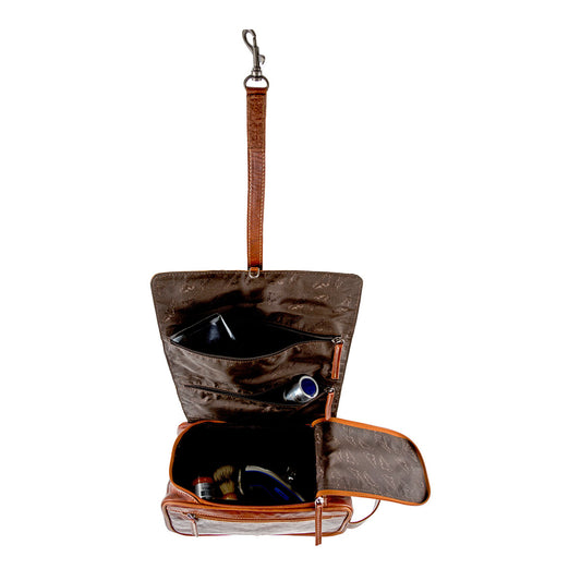 Kulturbeutel ROLL UP, Farbe cognac