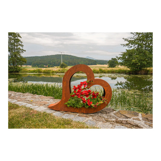 Edelrost 2er Set Herz zum Bepflanzen