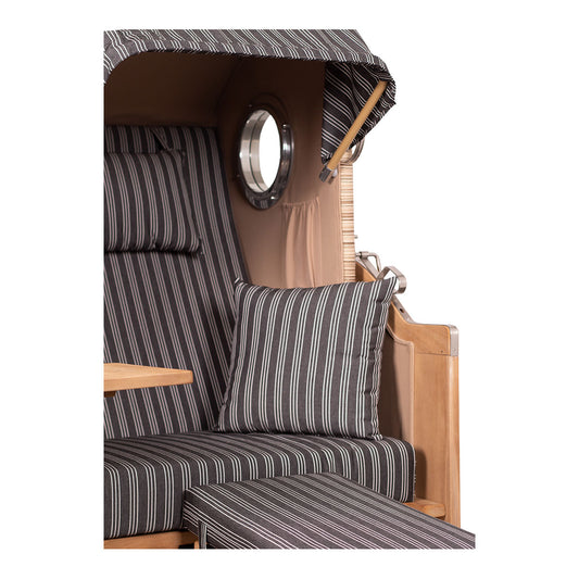 Strandkorb 1-Sitzer grau mit Nadelstreifen