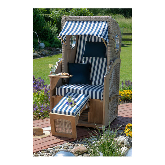 Strandkorb 1-Sitzer blau-weiß