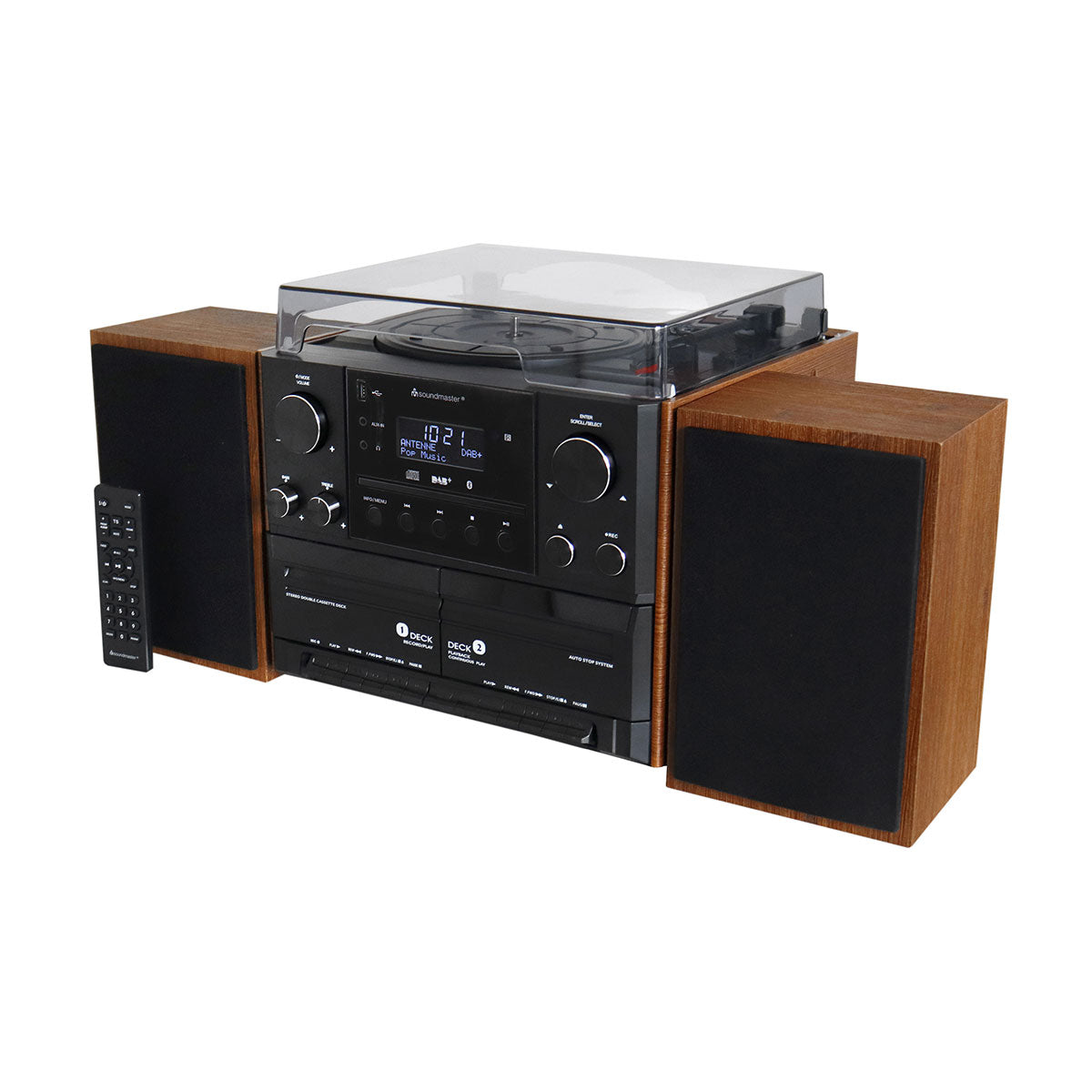Stereo-Musikcenter mit DAB+/UKW Radio, CD/MP3, Plattenspieler, Doppelkassette, USB, Bluetooth®, Encoding