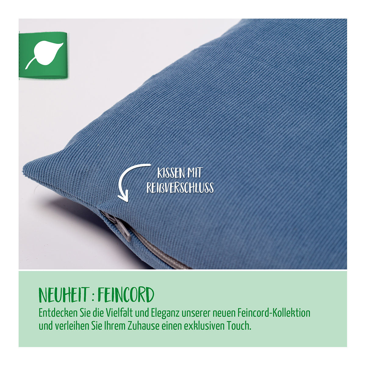 Feincord Zirbenkissen, jeans 30 x 30 cm