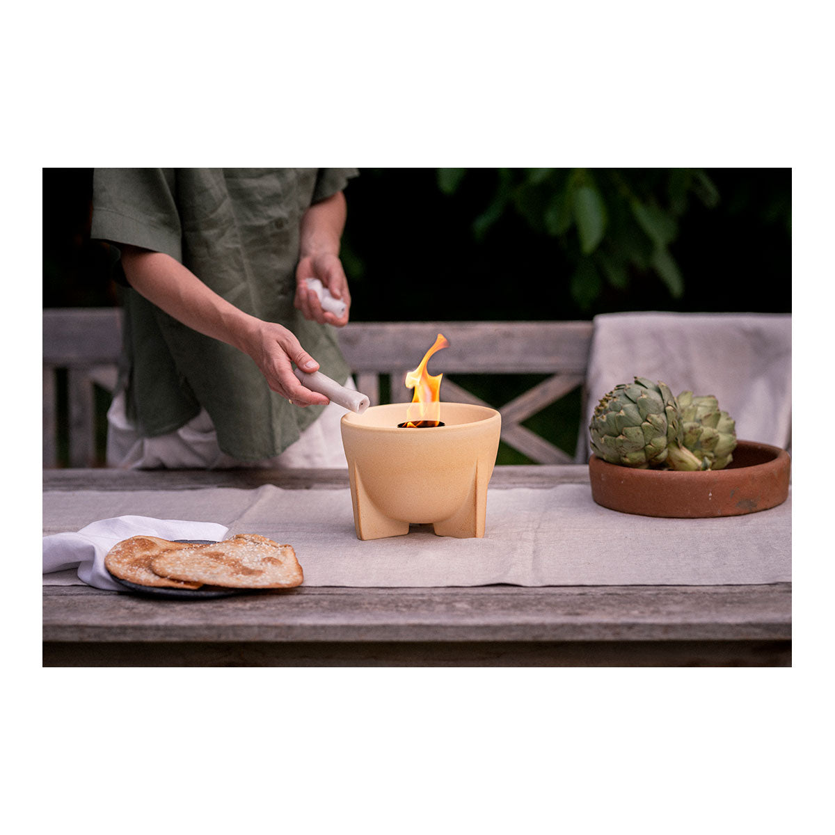 Schmelzfeuer (Outdoor) mit Deckel, CeraNatur, Brennmaterial Wachs
