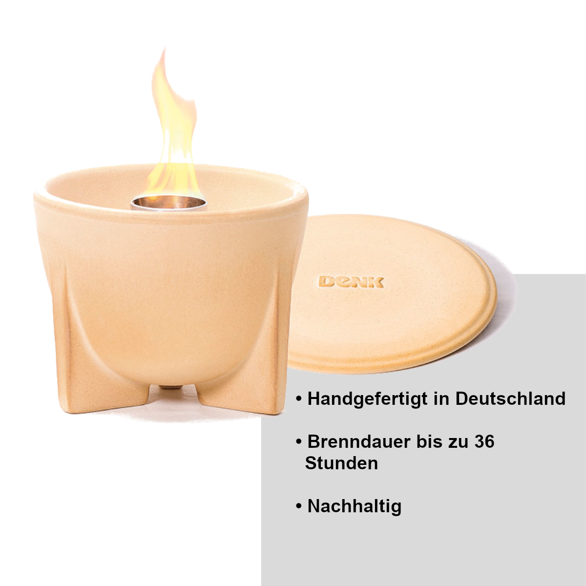 Schmelzfeuer (Outdoor) mit Deckel, CeraNatur, Brennmaterial Wachs
