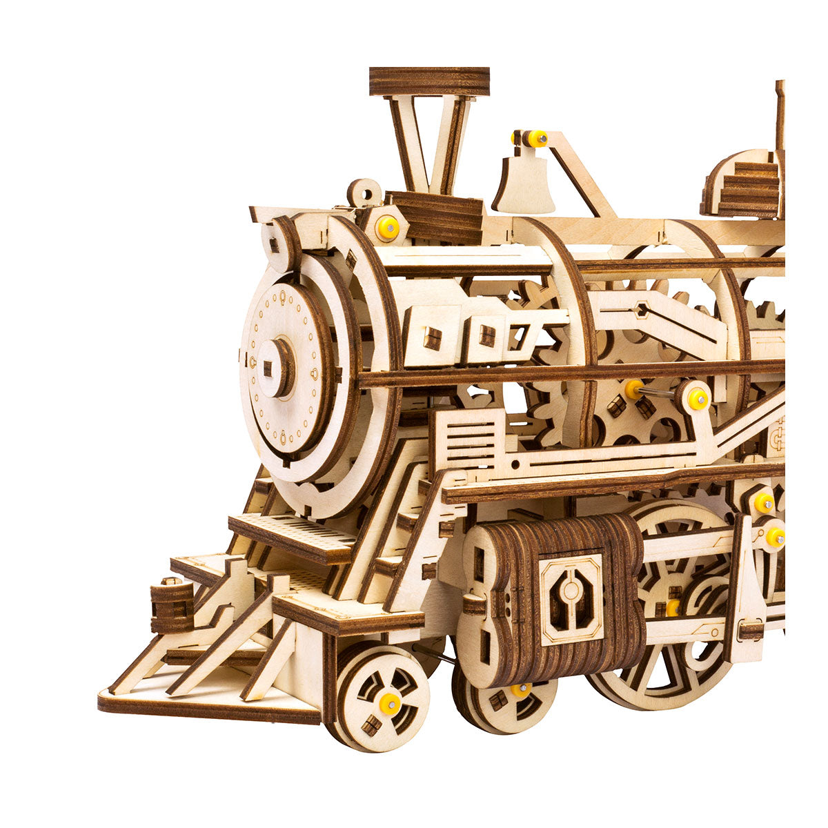 3D-Holzpuzzle, Mechanische Dampf Express Eisenbahn, beweglich durch Federmechanismus