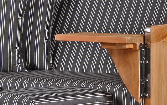 Strandkorb DÜNE 2-Sitzer grau mit Nadelstreifen