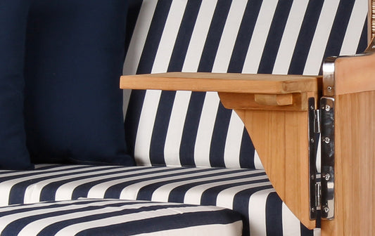 Strandkorb DÜNE 2-Sitzer blau-weiß gestreift