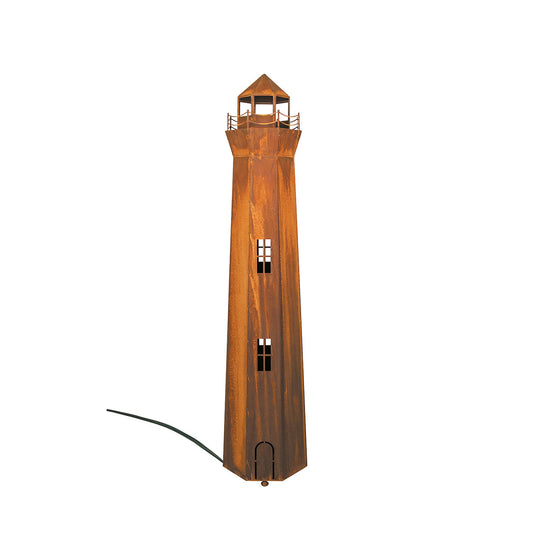 Edelrost Leuchtturm mit Beleuchtungssatz, Gartendeko