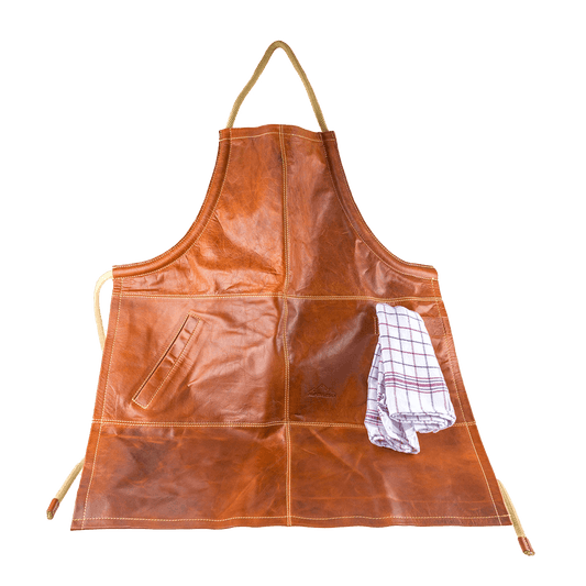 Grillschürze Büffelleder FUNKENFEUER, Farbe cognac