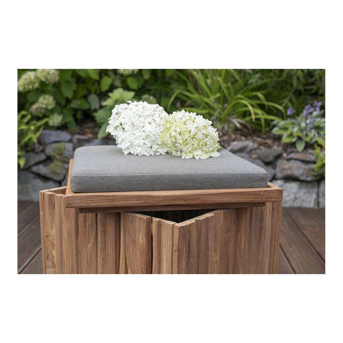 Teak-Box / -Hocker, inkl. Kissenauflage