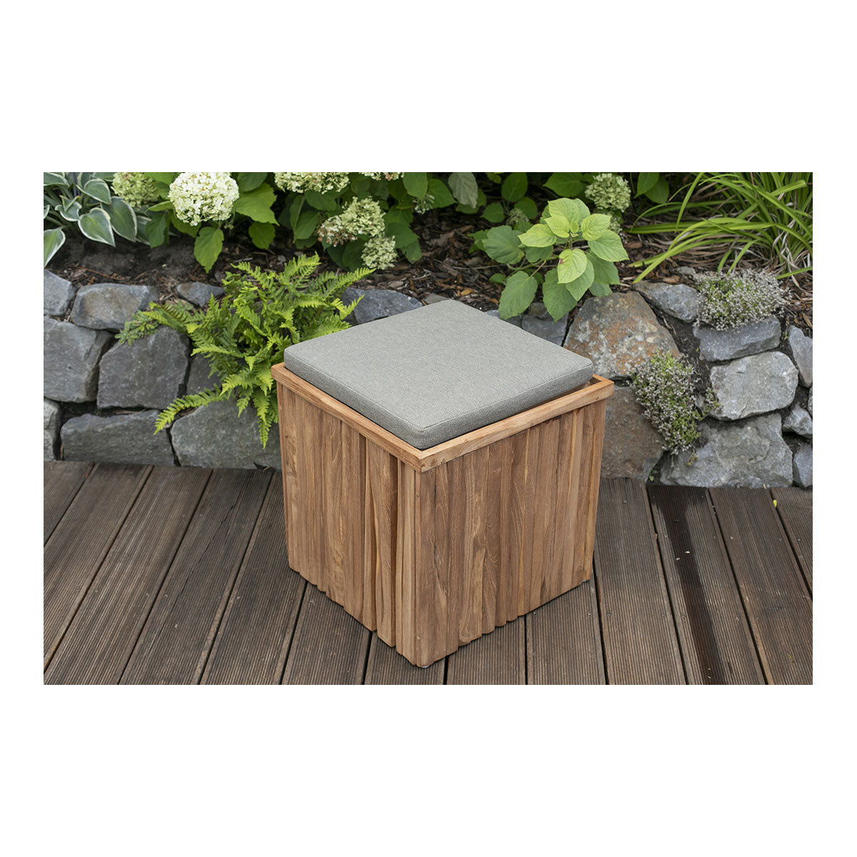 Teak-Box / -Hocker, inkl. Kissenauflage