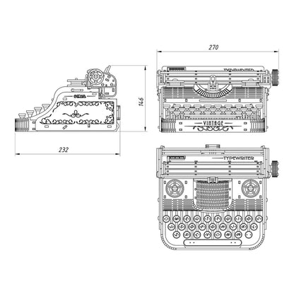 3D-Holzpuzzle Schreibmaschine