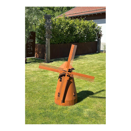 Drehbare Windmühle Edelrost, inkl. Beleuchtung