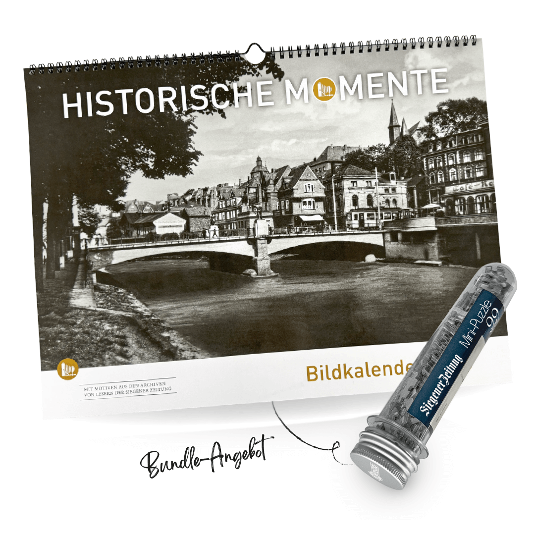 BUNDLE: SIEGEN . Historischer Bildkalender 2026 +  Mini-Puzzle im Reagenzglas