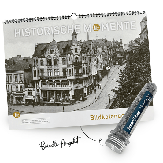 BUNDLE: SIEGEN . Historischer Bildkalender 2025 +  Mini-Puzzle im Reagenzglas
