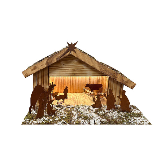 Krippe Israel, Holz – Edelrost, inkl. LED Beleuchtung