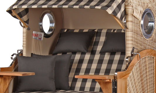 Strandkorb DÜNE 2-Sitzer grau kariert