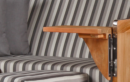 Strandkorb DÜNE, Design 01424 grau gestreift – inkl. gratis Feuerschale
