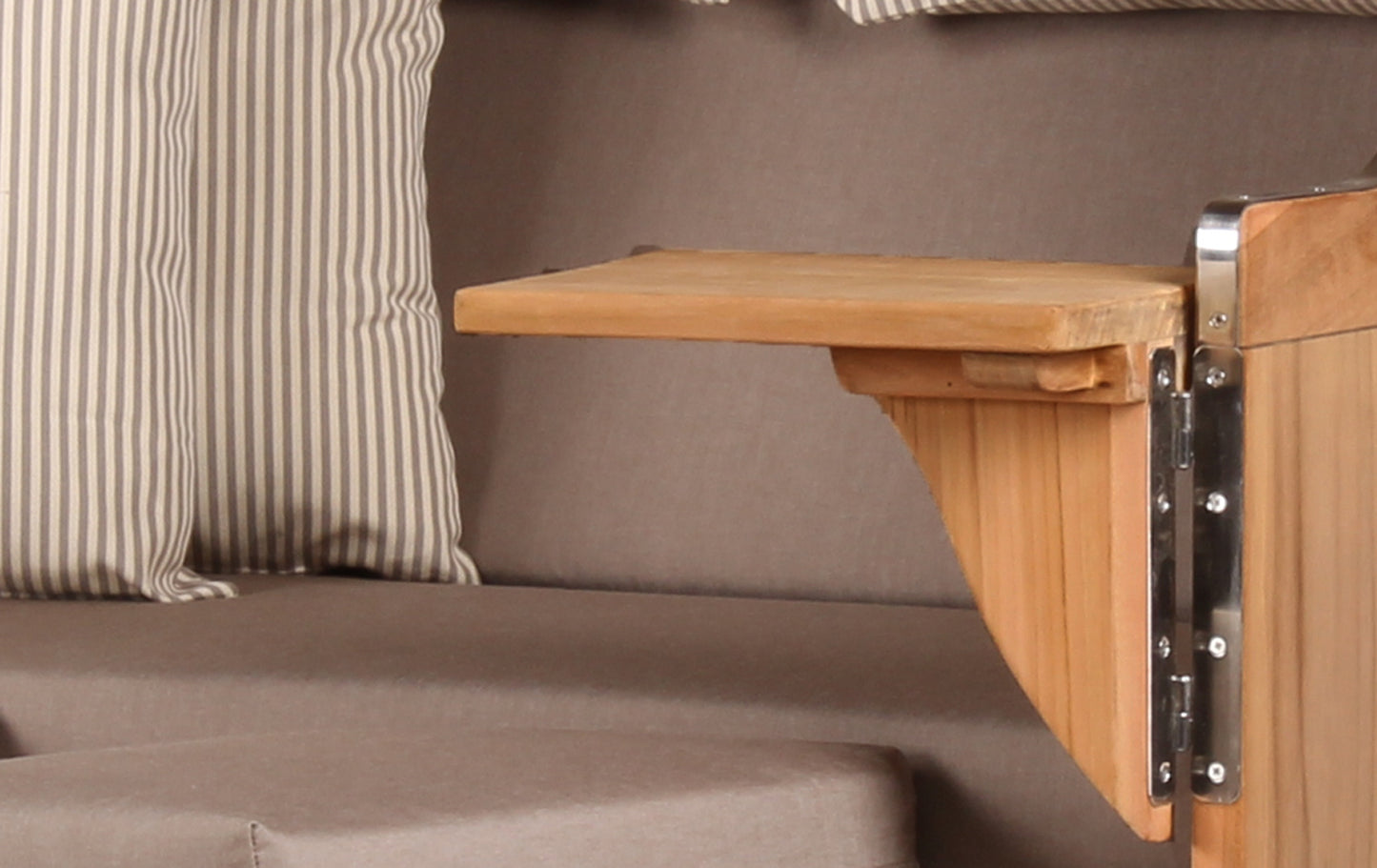 Strandkorb DÜNE, Design 01434 taupe-creme – inkl. gratis Feuerschale