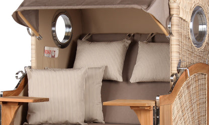 Strandkorb DÜNE, Design 01434 taupe-creme – inkl. gratis Feuerschale